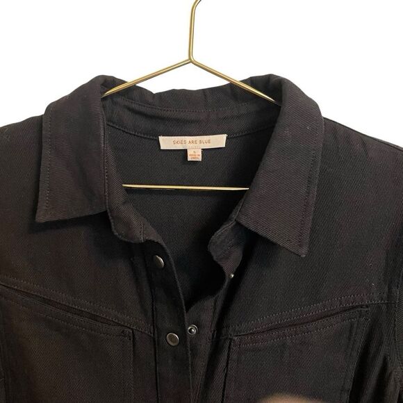 Stitch Fix Skies are Blue Black Long Sleeve Snap Button Utility Jumpsuit Small - Picture 4 of 9